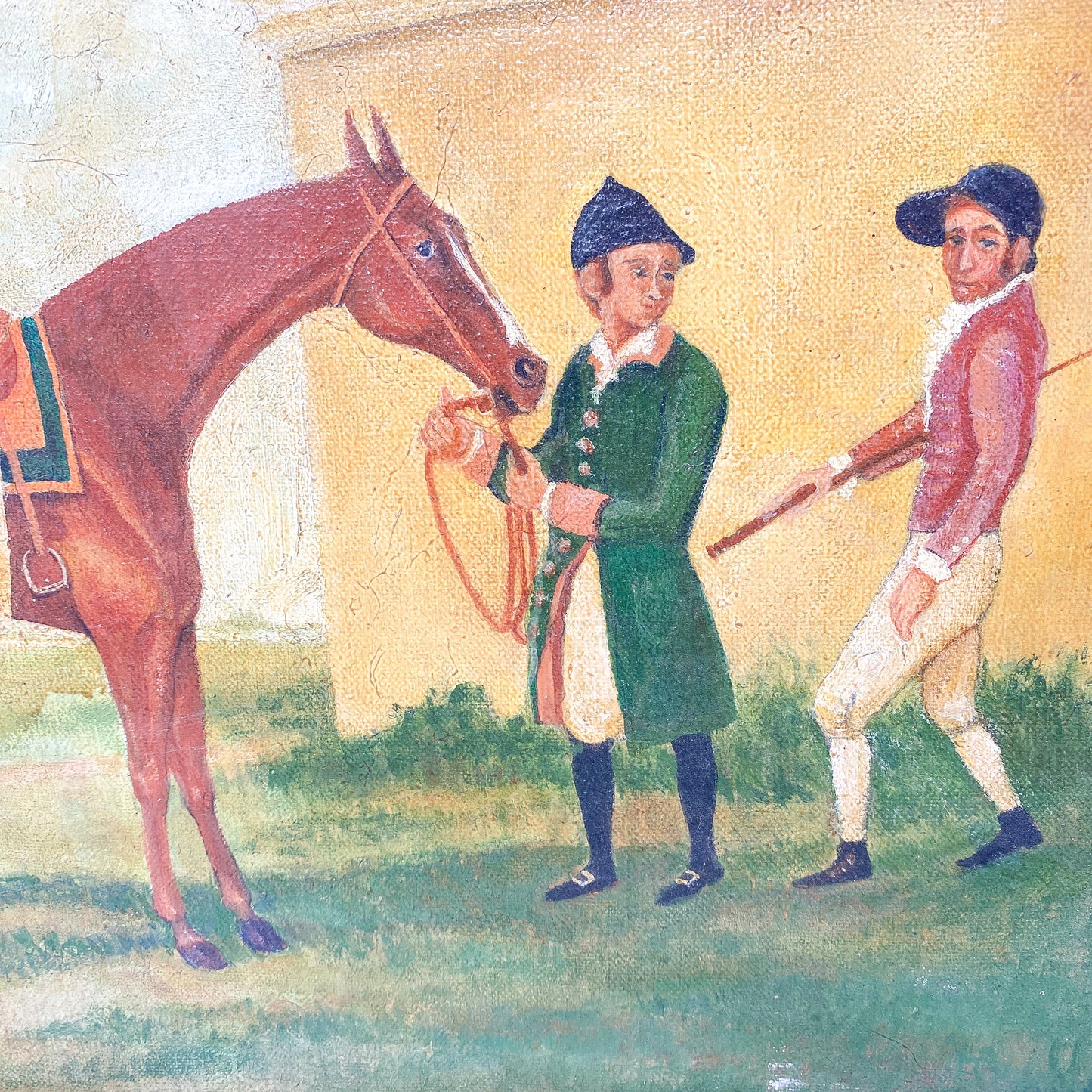 Vintage Race Horse Oil Painting, 16" x 20"