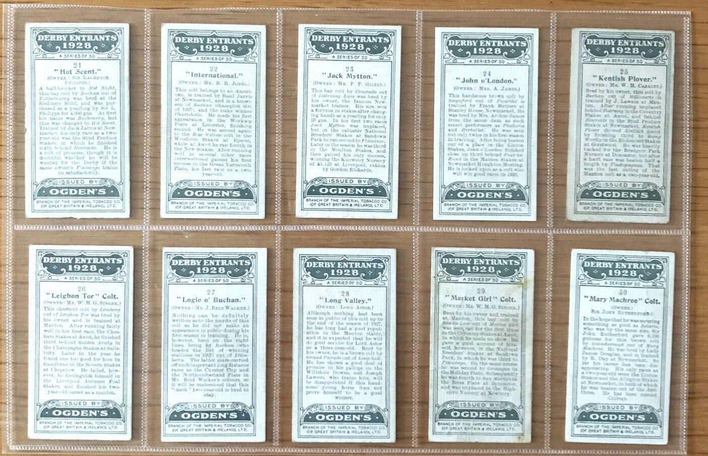 Framed Antique Race Horse Derby Cigarette Card c. 1928, Market Giri. Colt