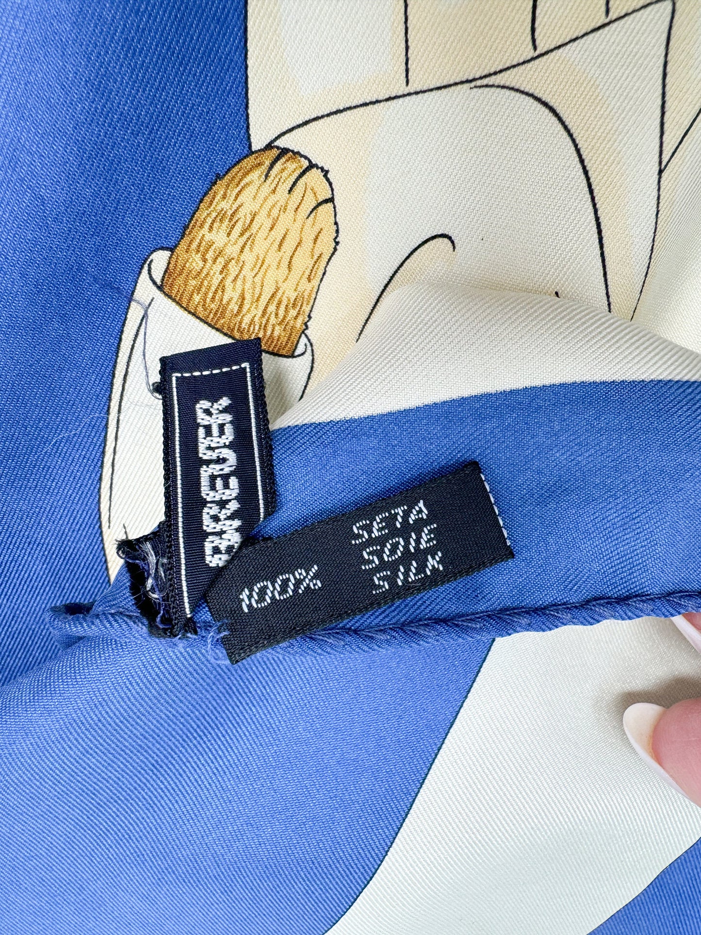 Vintage Breuer Nautical Bear Navy Blue Scarf