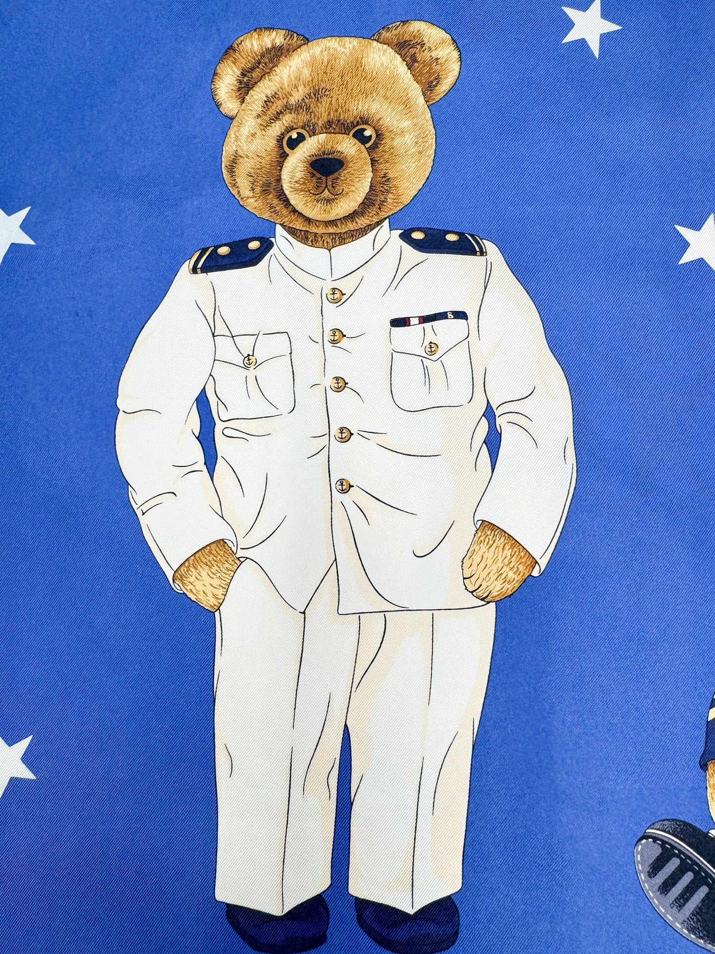 Vintage Breuer Nautical Bear Navy Blue Scarf