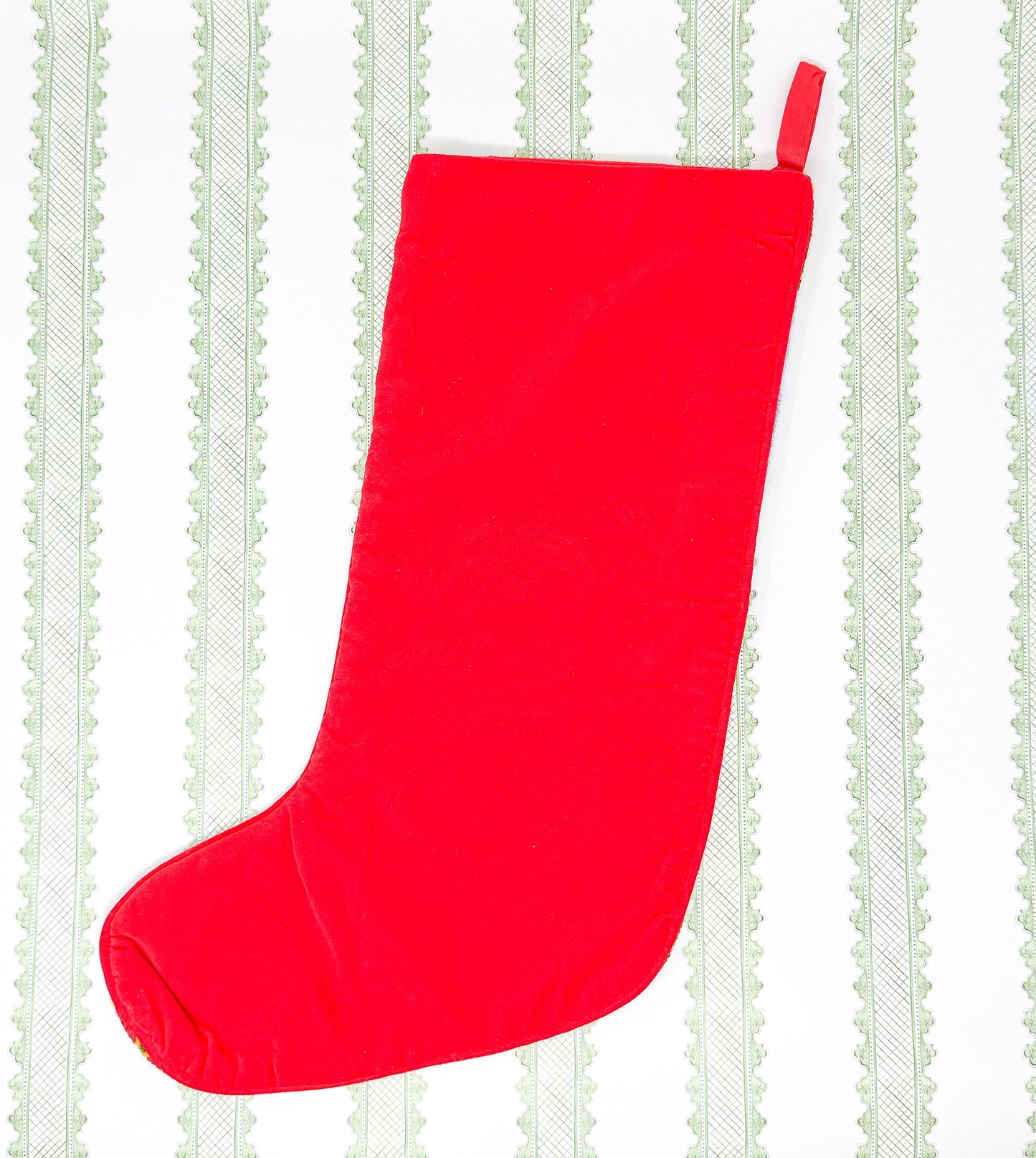 Vintage Needlepoint Christmas Stocking, Santa Golf