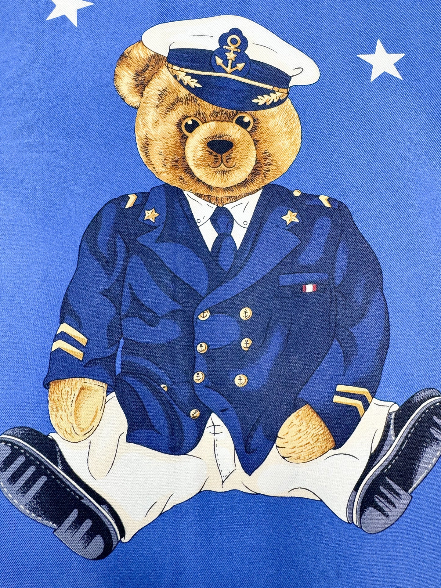 Vintage Breuer Nautical Bear Navy Blue Scarf