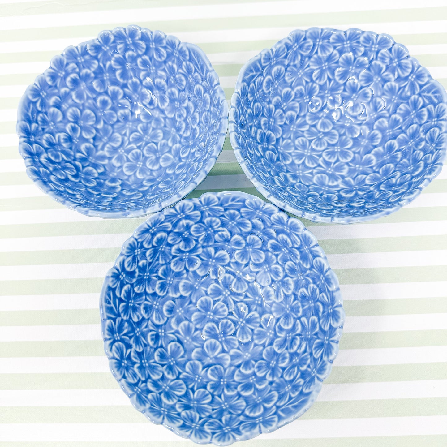 Set of 3 Blue Hydrangea Tidbit Bowls