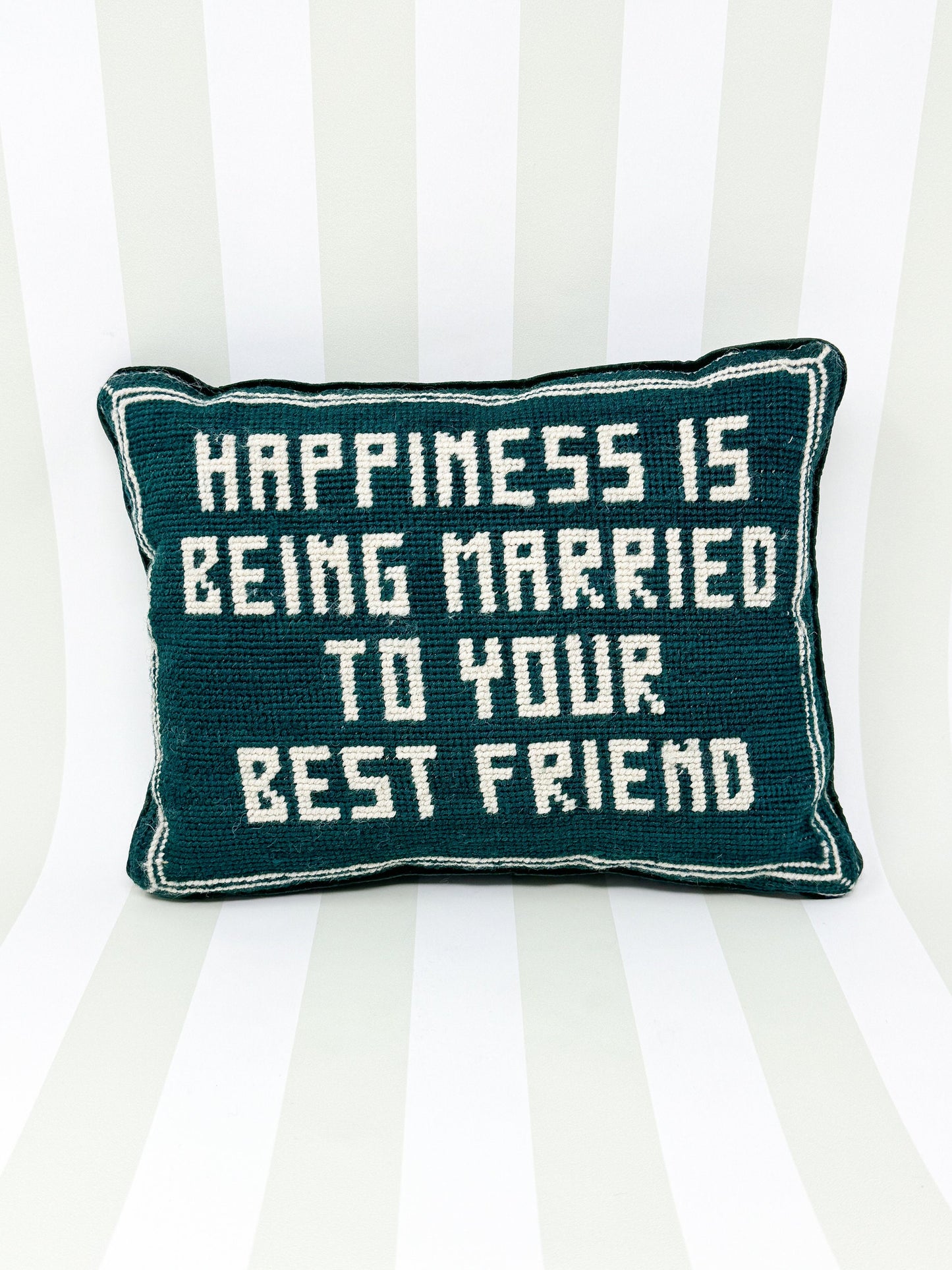 Vintage Needlepoint Pillow, Happiness Is Being Married To Your Best Friend