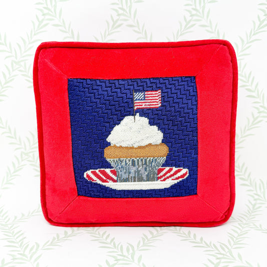 Vintage Handmade 4th of July Needlepoint Pillow