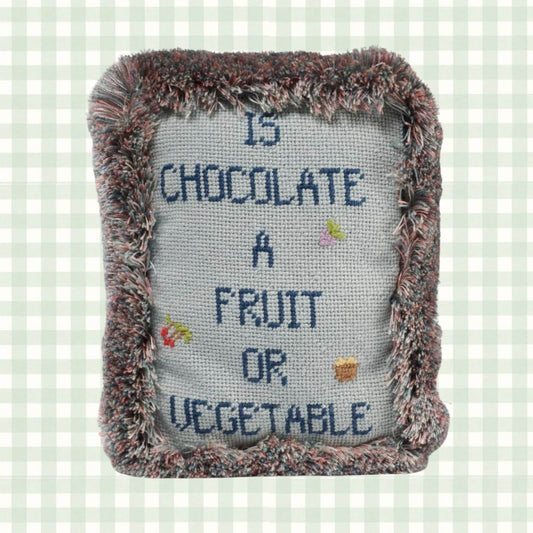 Is Chocolate A Fruit or Vegetable? Vintage Handmade Needlepoint Pillow