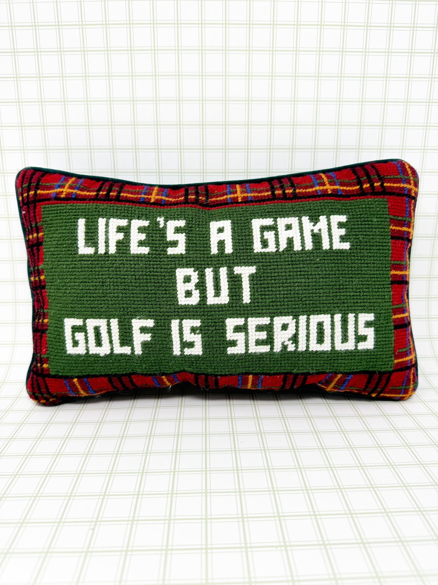 Vintage Needlepoint Pillow, Life's A Game But Golf Is Serious