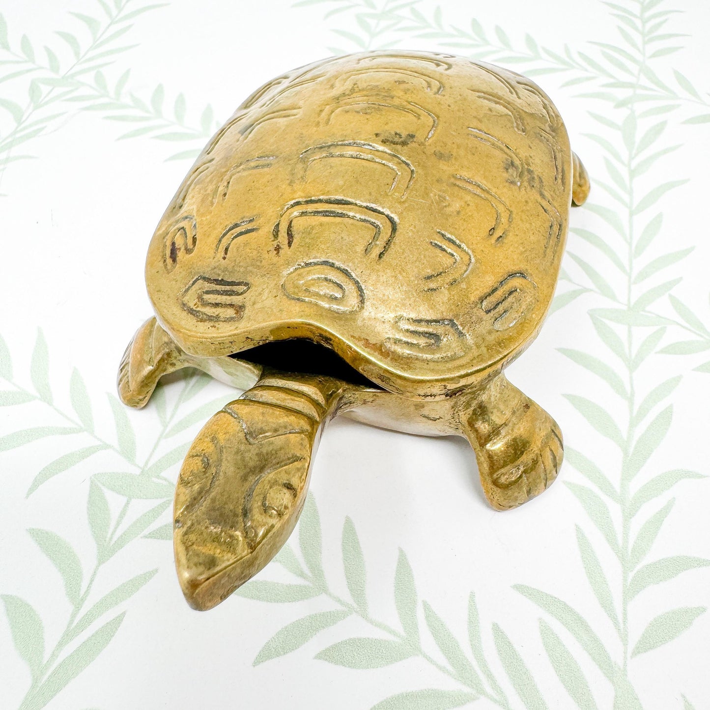 Vintage Brass Turtle Hinged Box Figurine