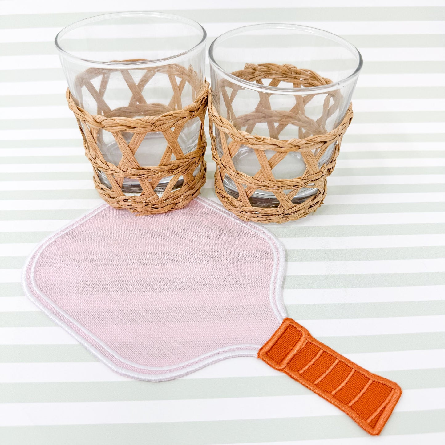 Pickleball Paddle Embroidered Linen Cocktail Napkins, Set of 4
