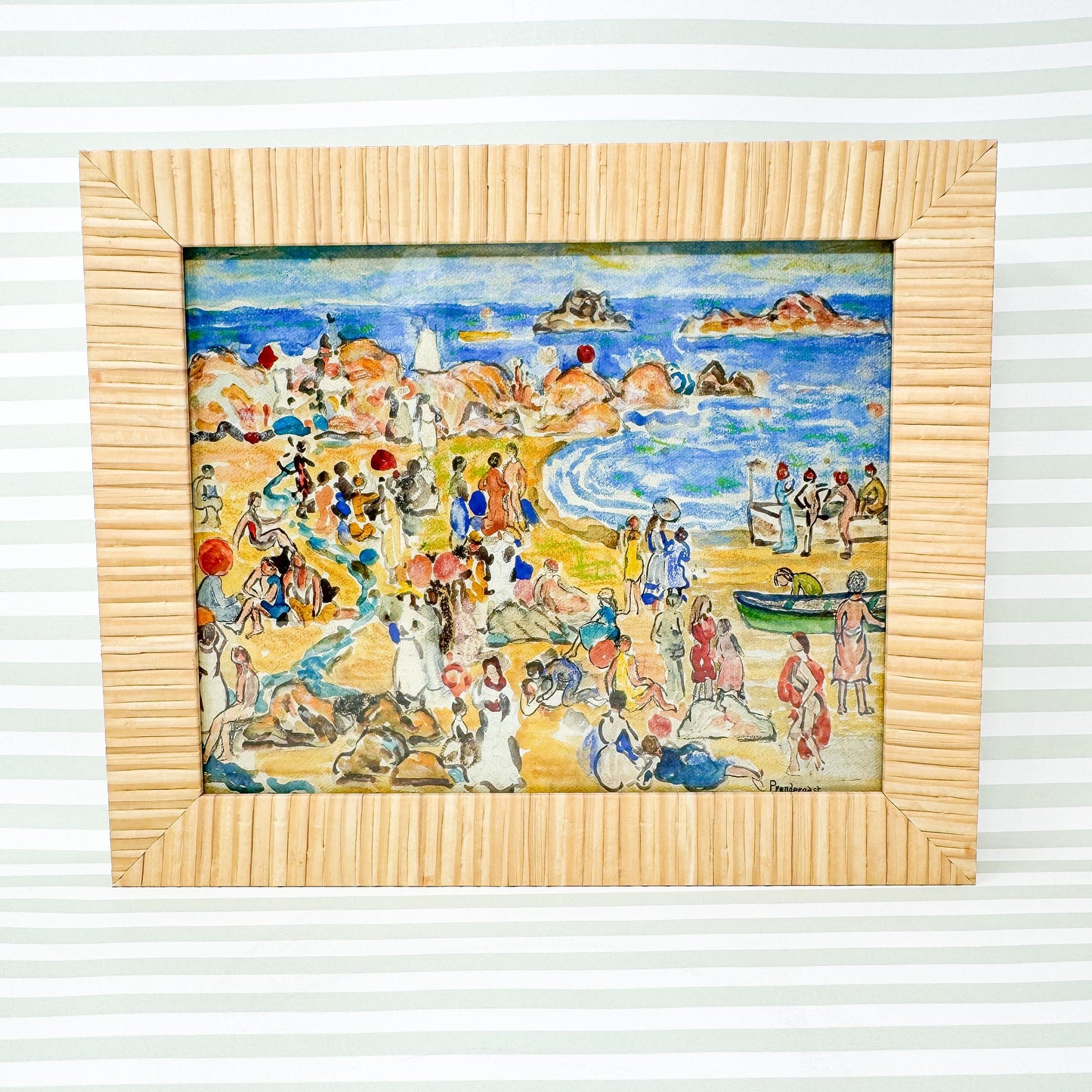 Beach Painting in Natural Frame - 'View Along The New England Coast' by Maurice Prendergast