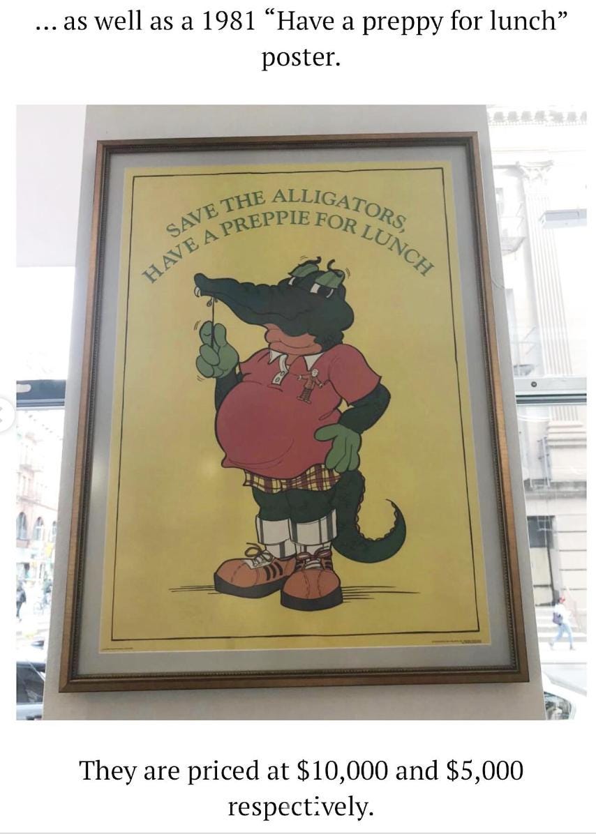 Rare Vintage Authentic Preppy Alligator Poster