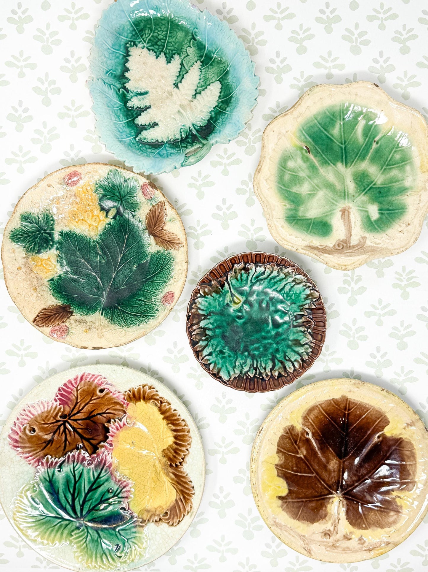 Antique French Majolica Leaf Plates