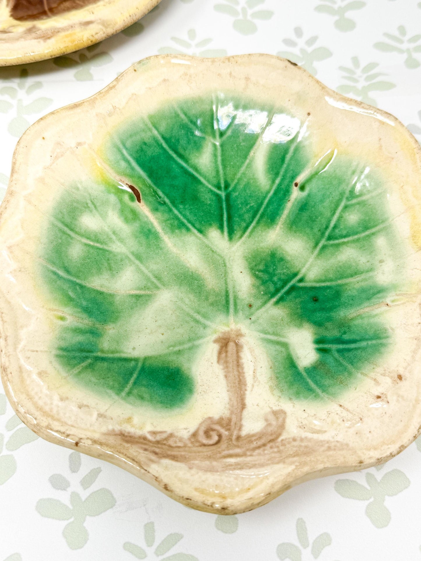 Antique French Majolica Leaf Plates
