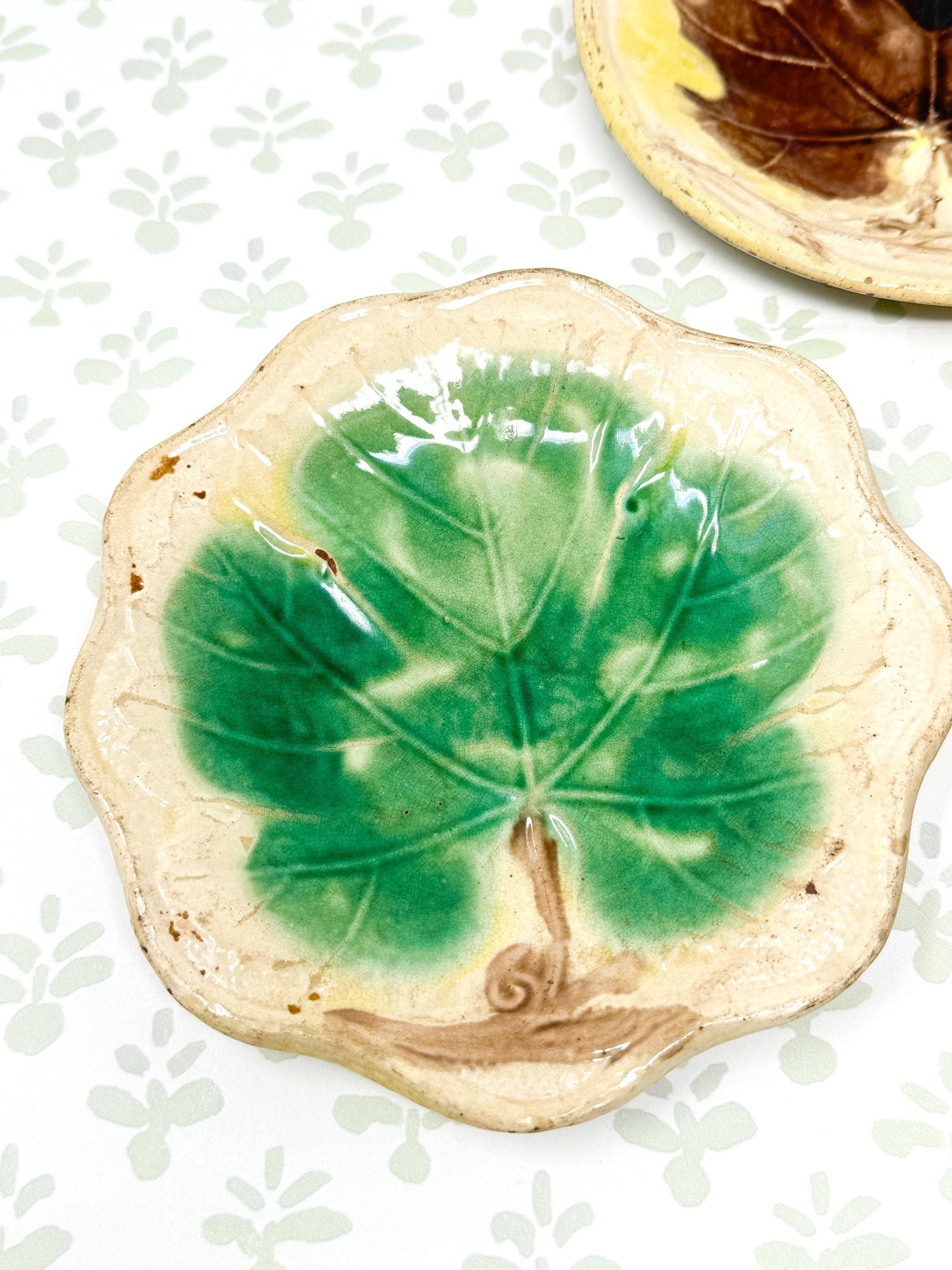 Antique French Majolica Leaf Plates