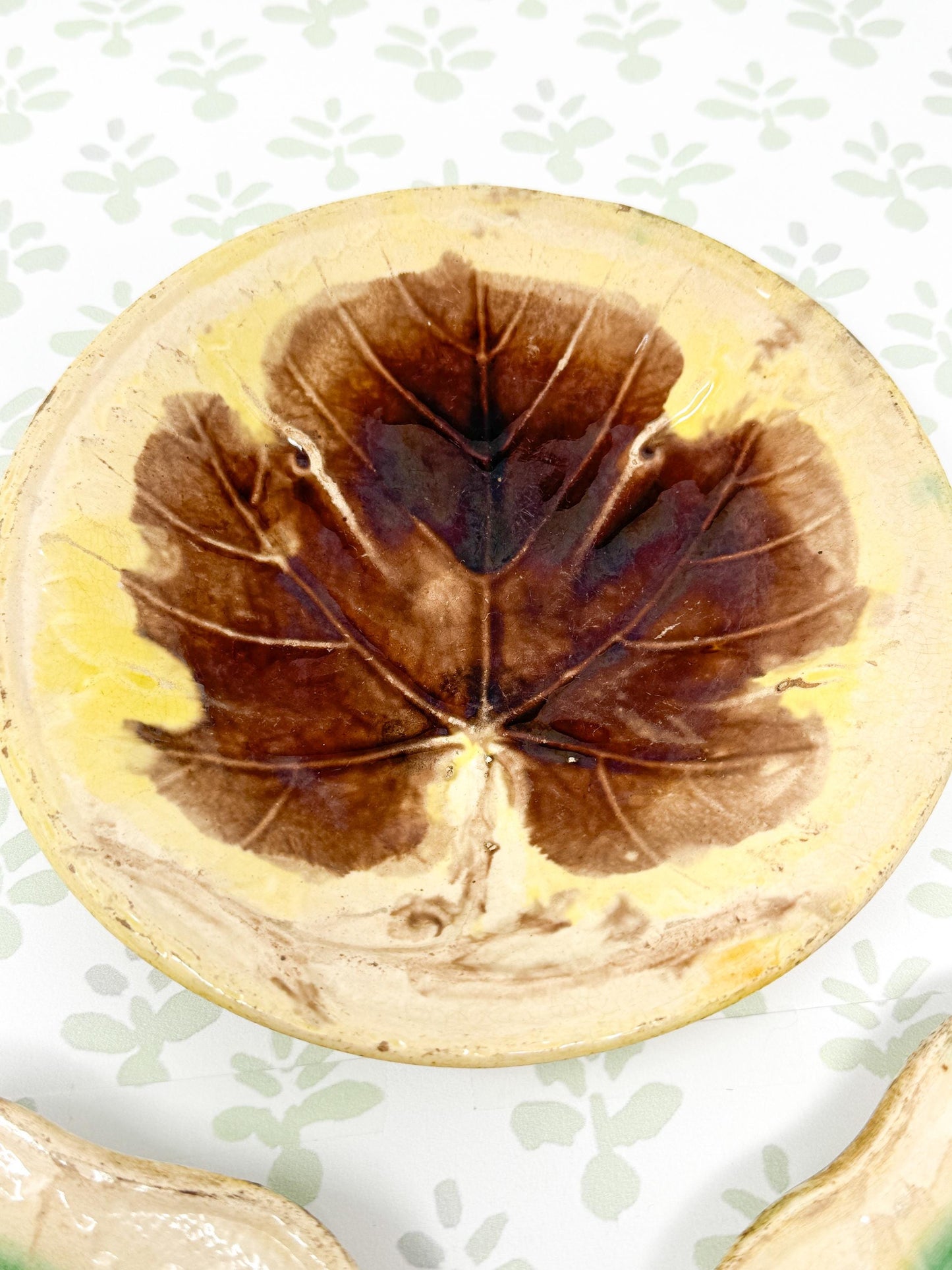 Antique French Majolica Leaf Plates