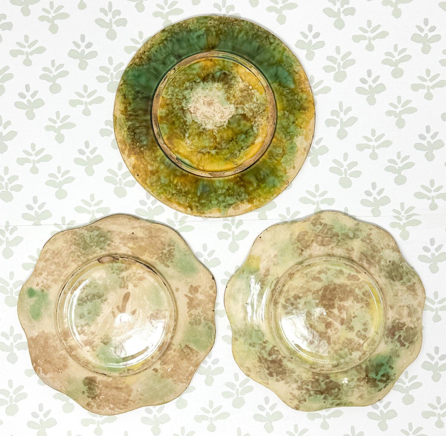 Antique French Majolica Leaf Plates