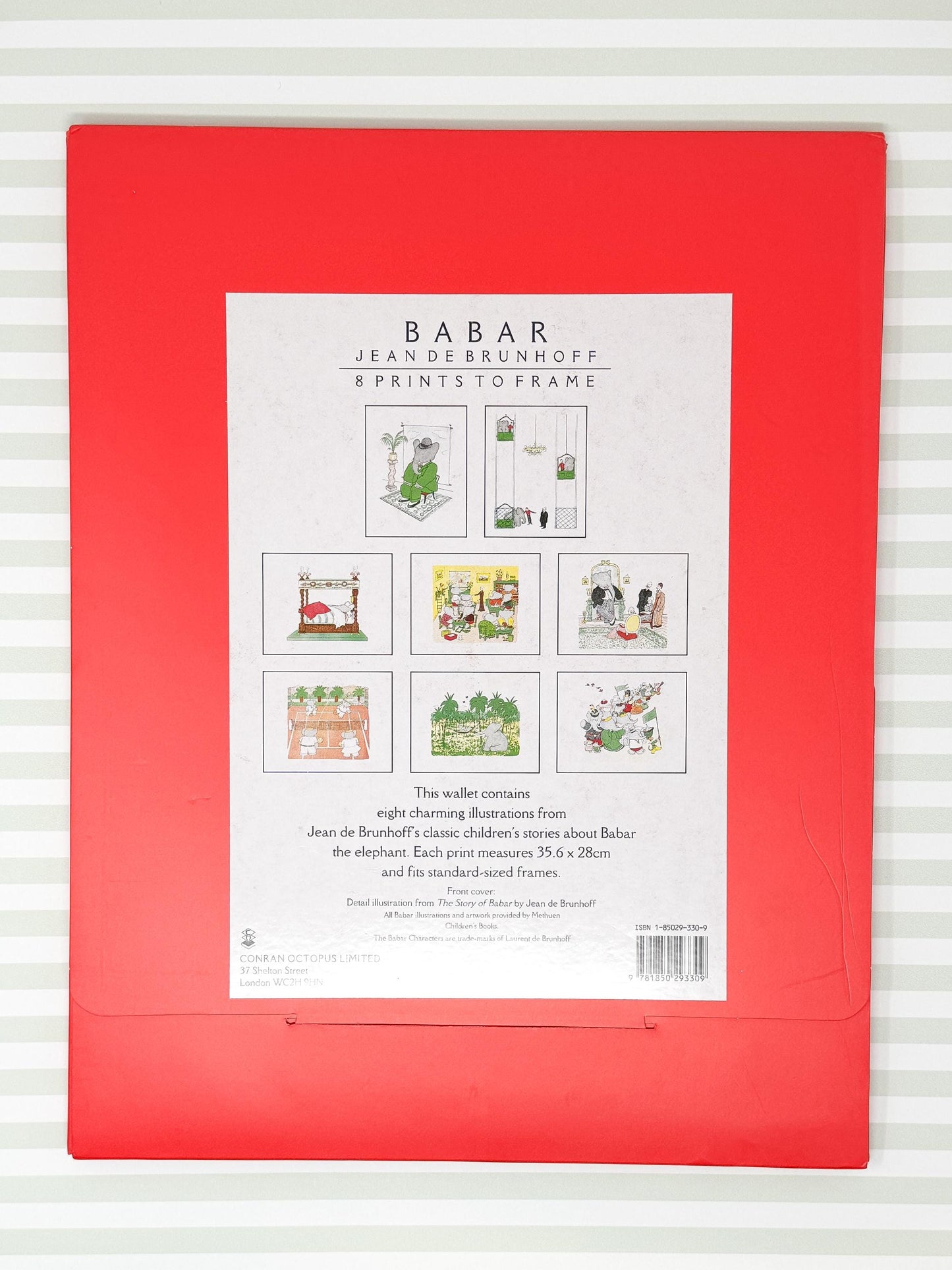 Vintage Framed Babar the Elephant Print, 11x14", Portrait Sitting