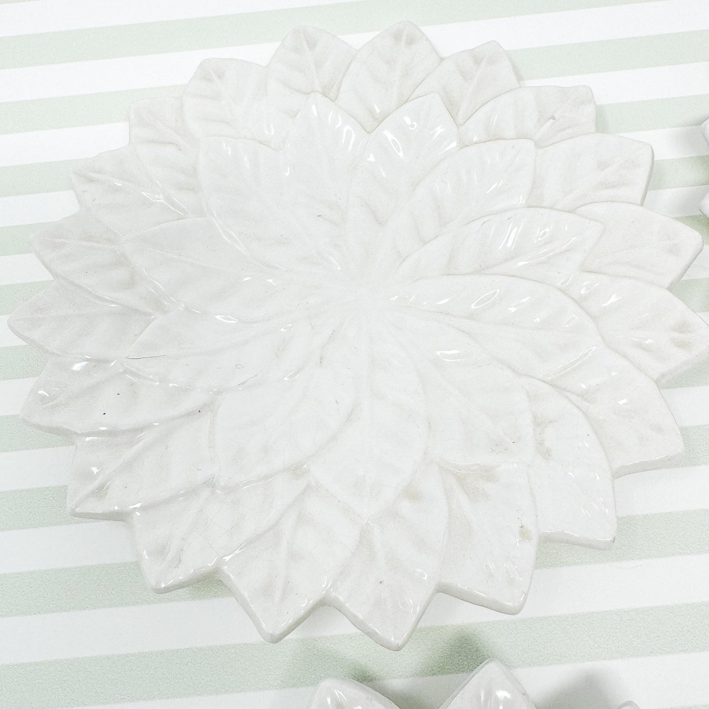 Vintage Majolica White Flower 6.5" Plates, Set of 4