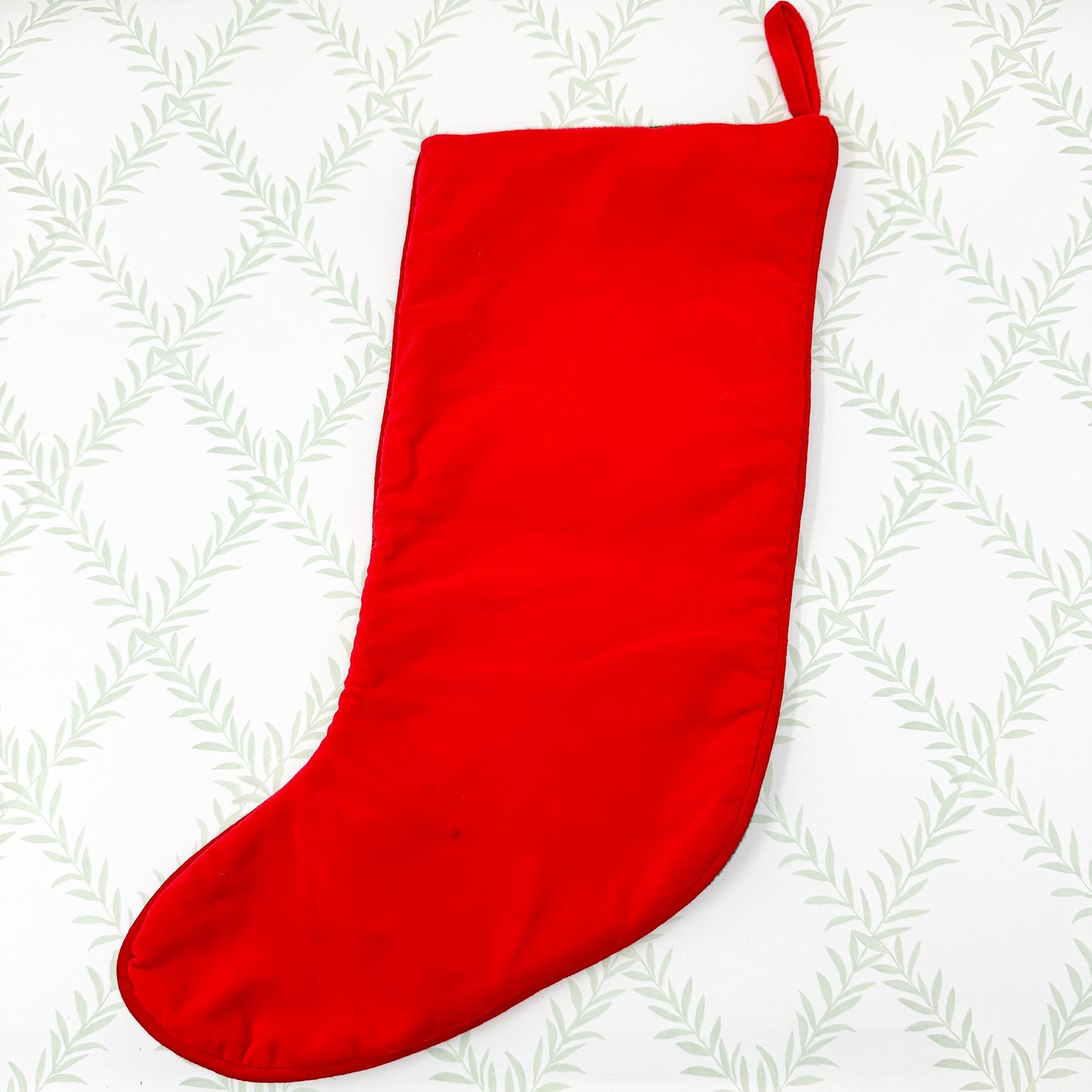 Vintage Needlepoint Christmas Stocking, Santa Fishing