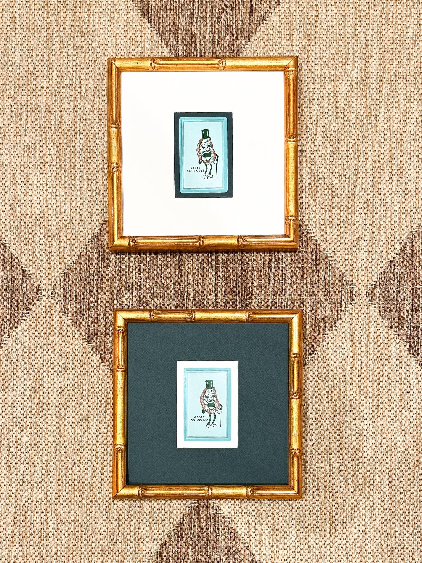 Framed Shelter Island Oyster Co. Vintage Playing Card, Oscar the Oyster