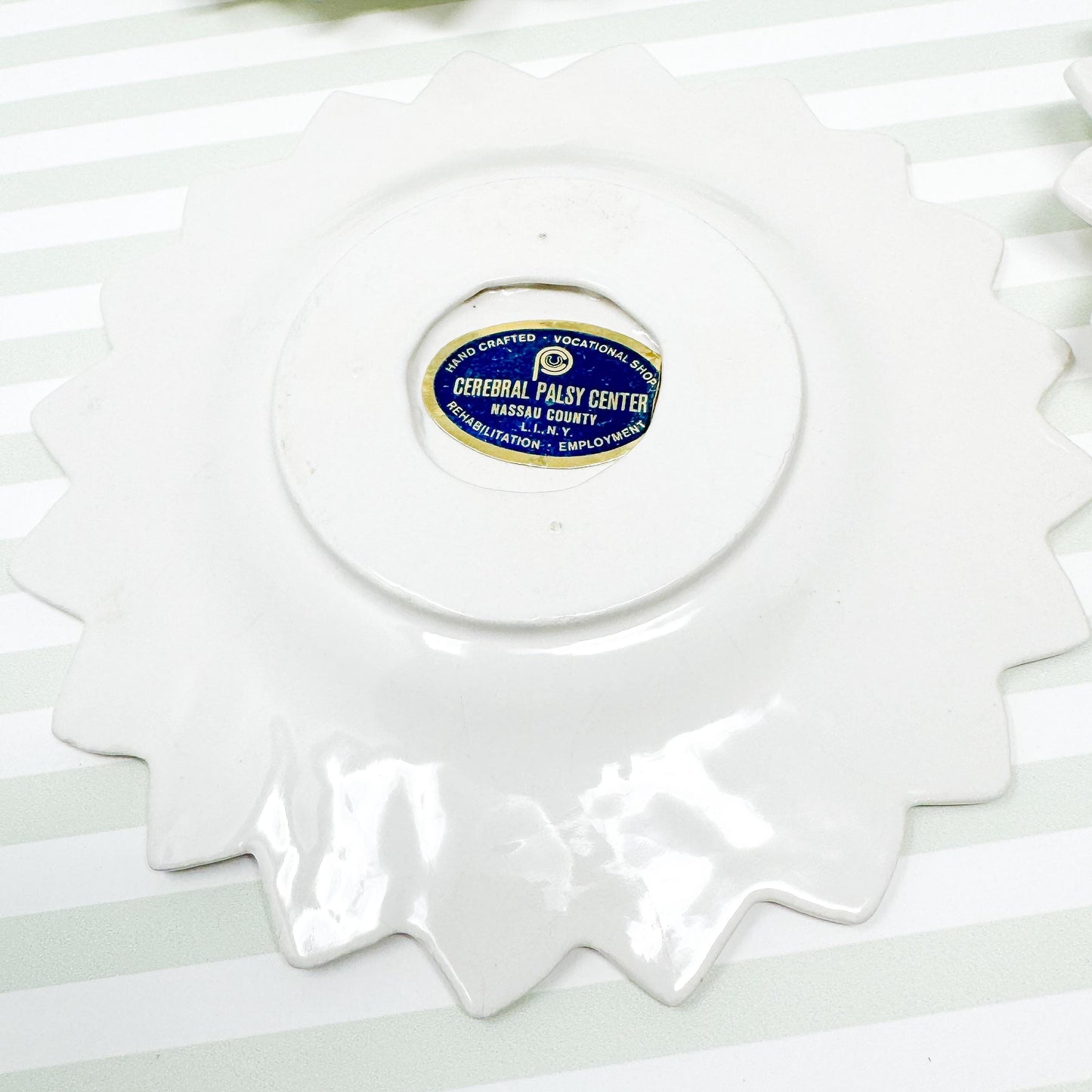 Vintage Majolica White Flower 6.5" Plates, Set of 4