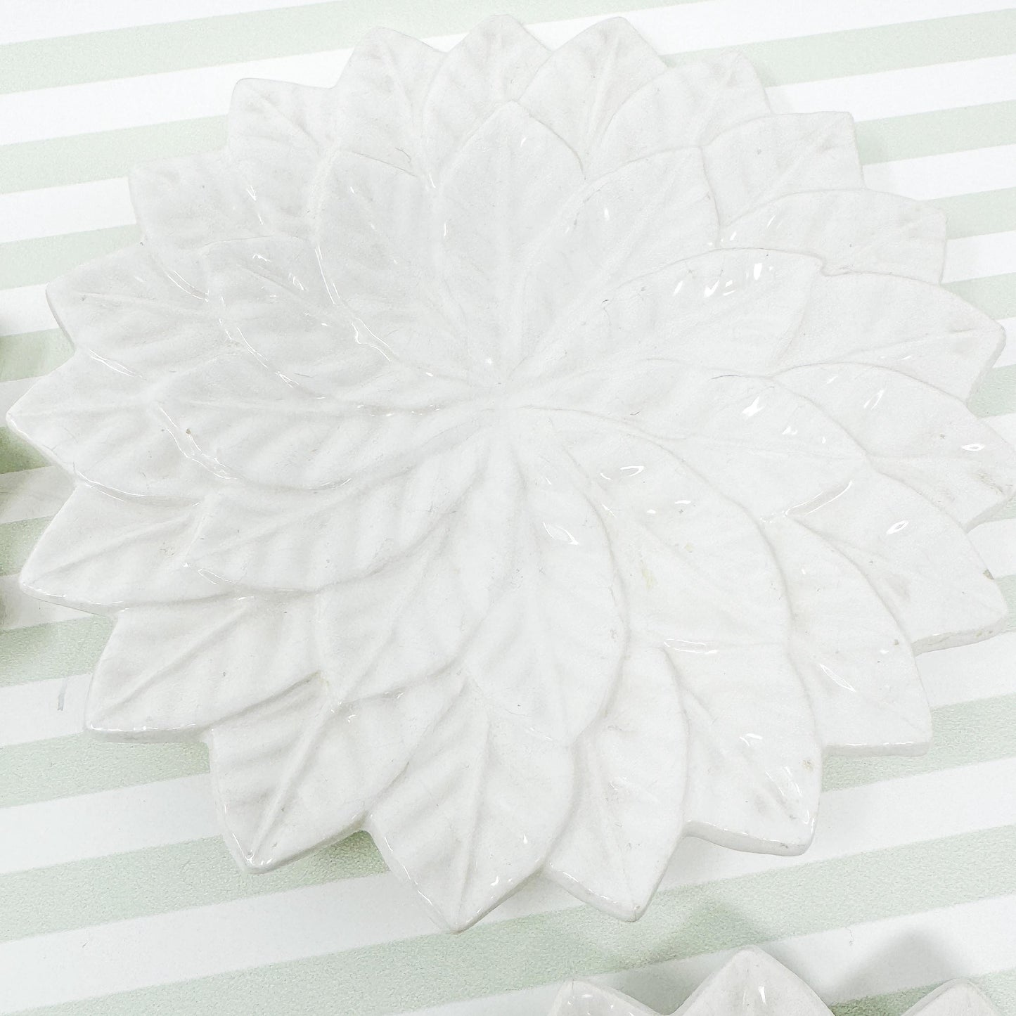 Vintage Majolica White Flower 6.5" Plates, Set of 4