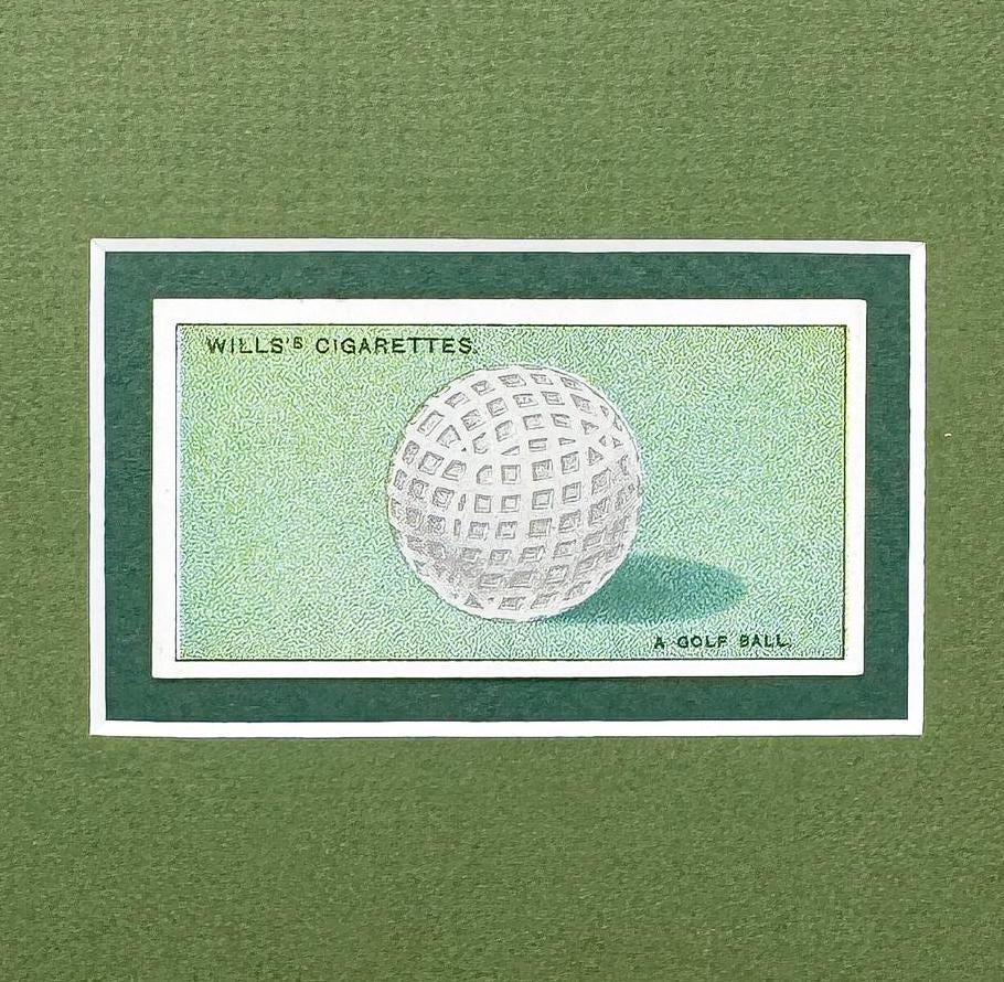 Framed Antique Golf Ball Cigarette Card, c. 1924