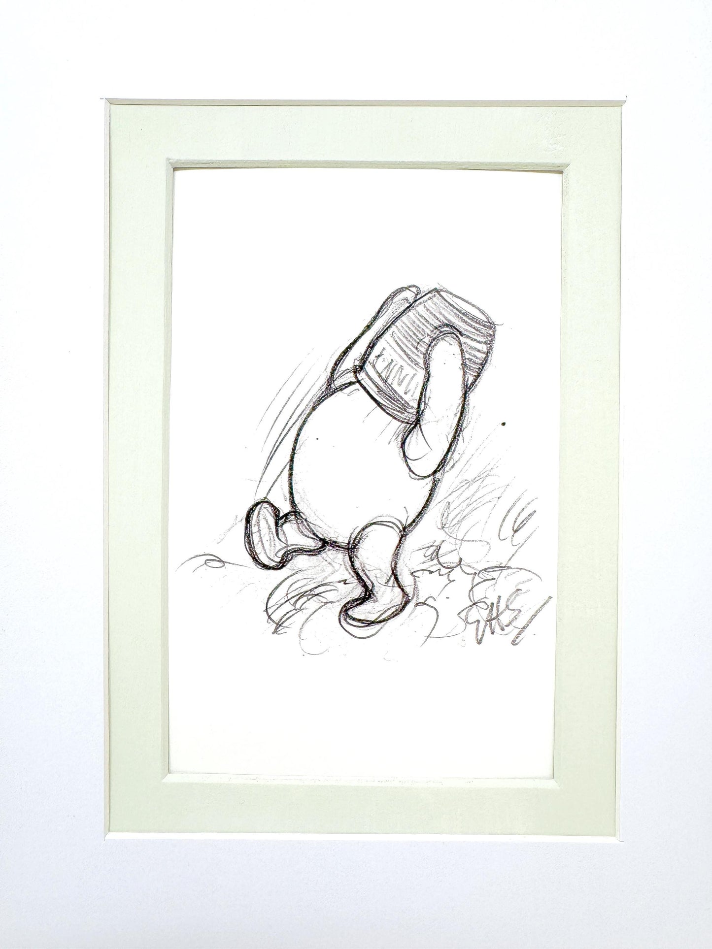 Framed Vintage Winnie the Pooh Postcard, Honey Jar