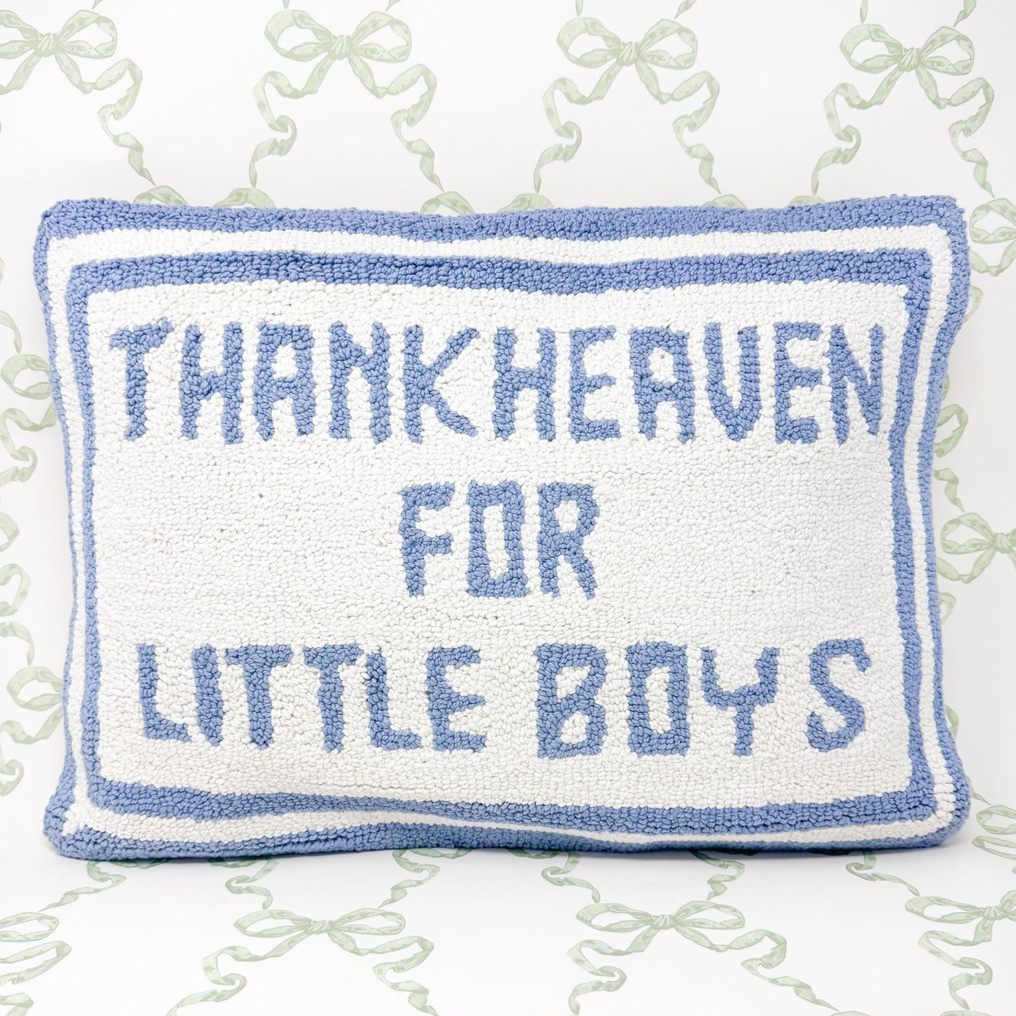 Thank Heaven For Little Boys Hooked Throw Pillow