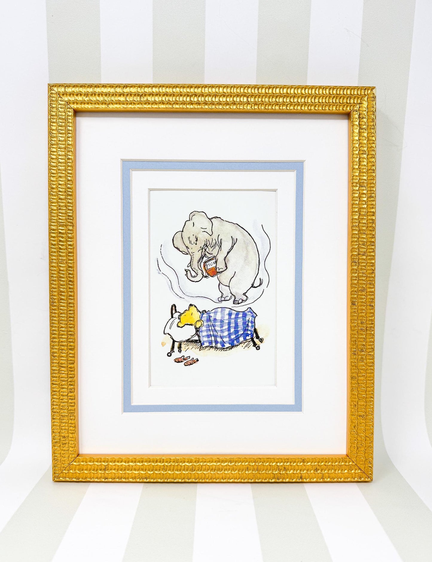 Framed Vintage Winnie the Pooh Postcard, Heffalump Dreams