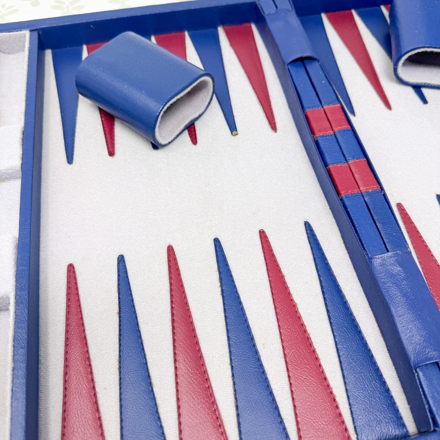 Vintage Backgammon Set, Blue and Red