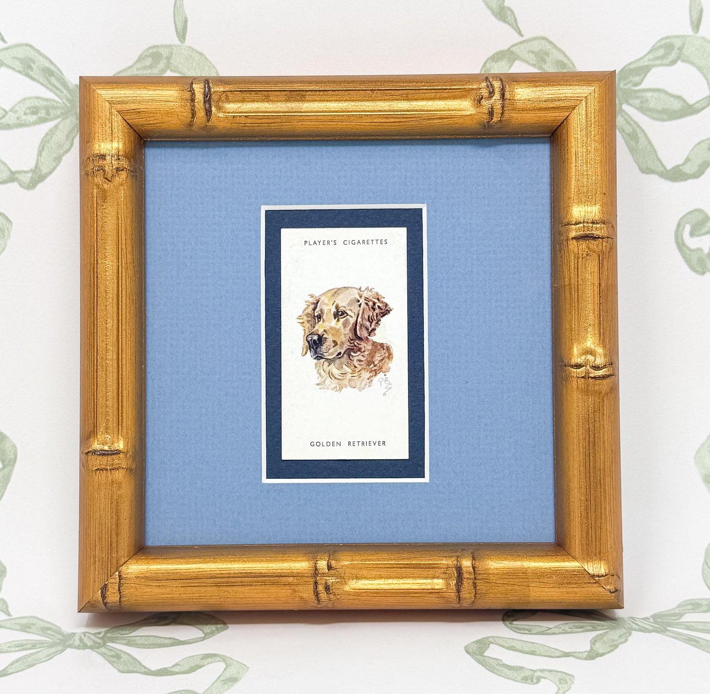 Framed Dog Antique Cigarette Card, Golden Retriever