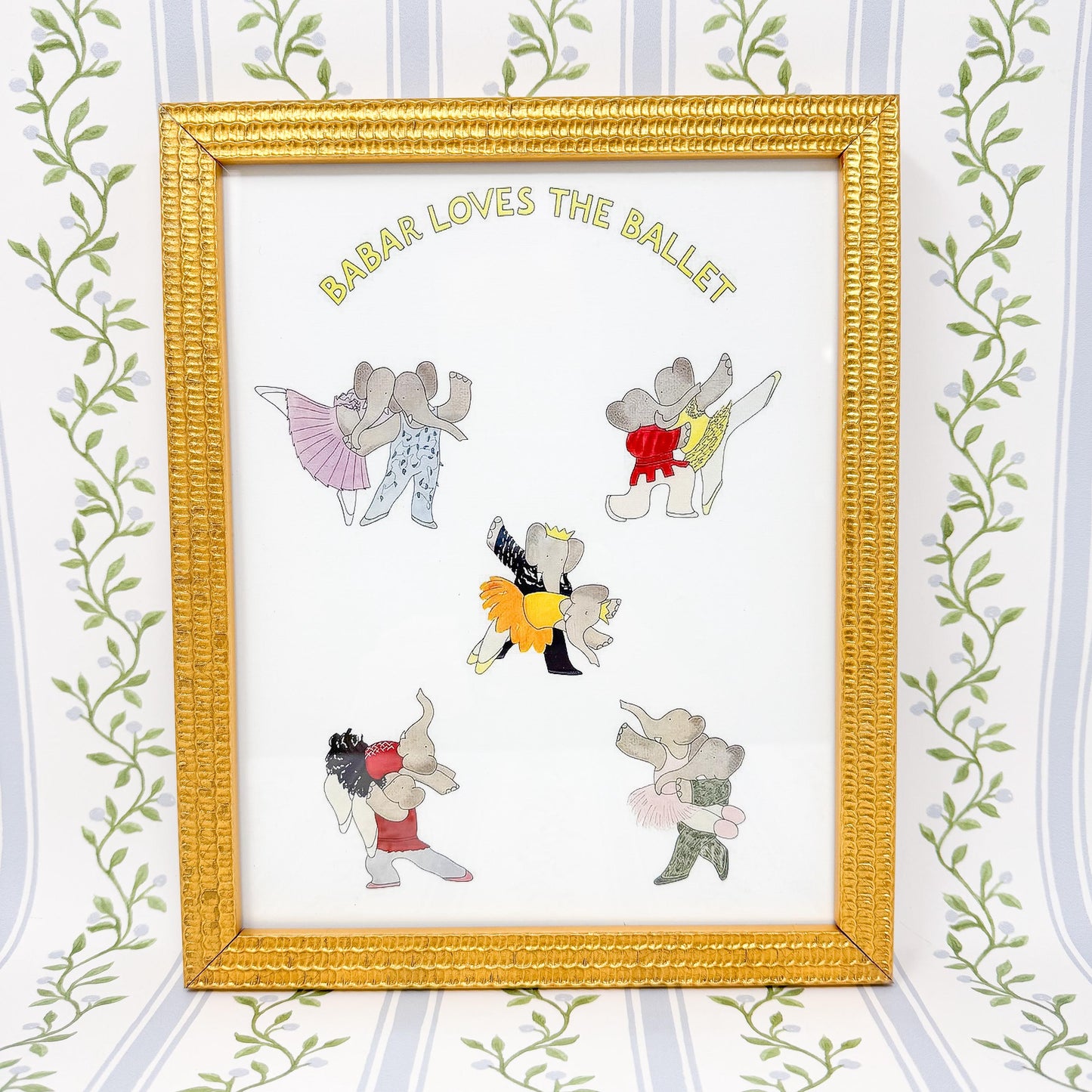 Framed Vintage Babar the Elephant Ballet Print, 8x10"
