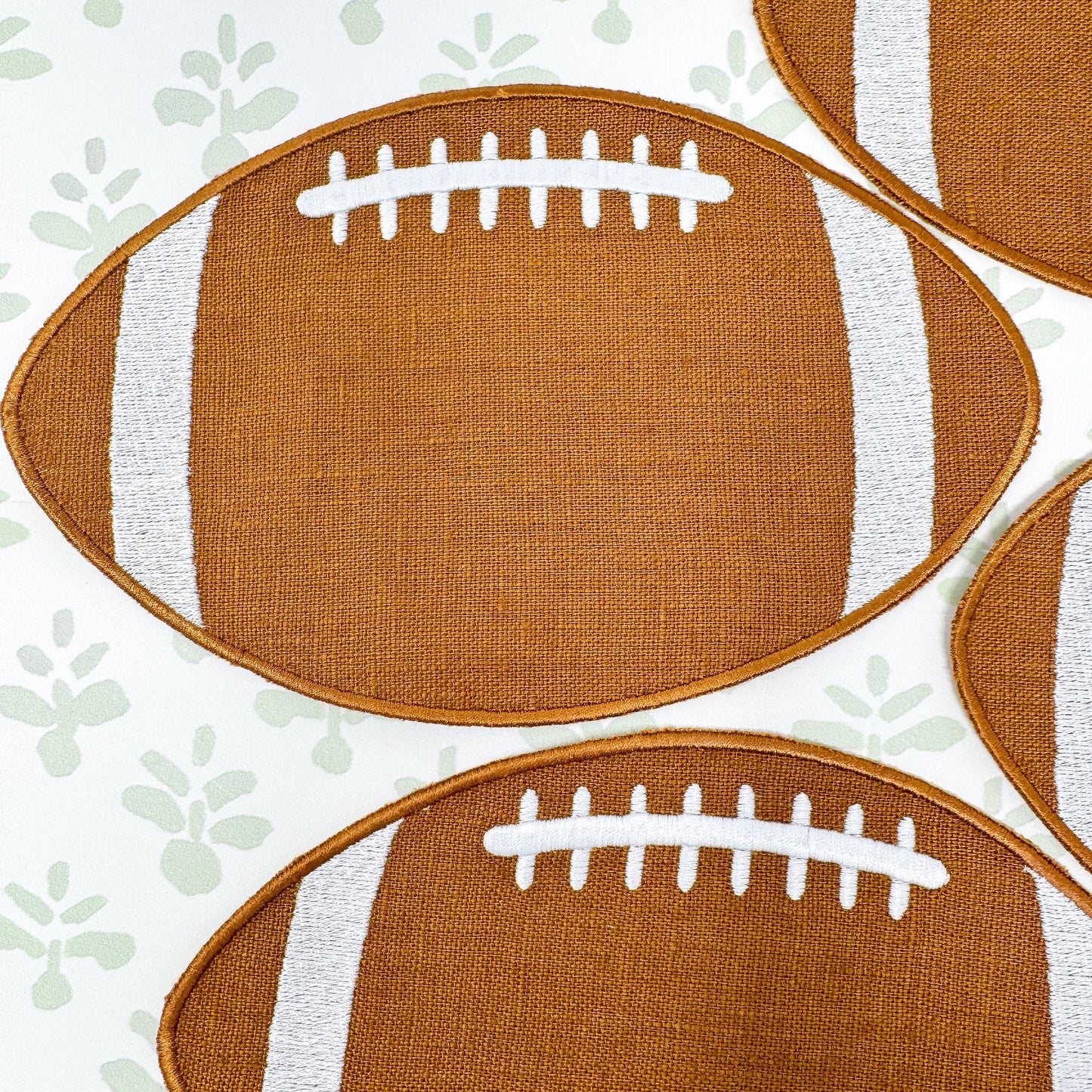 Football Embroidered Linen Cocktail Napkins, Set of 4