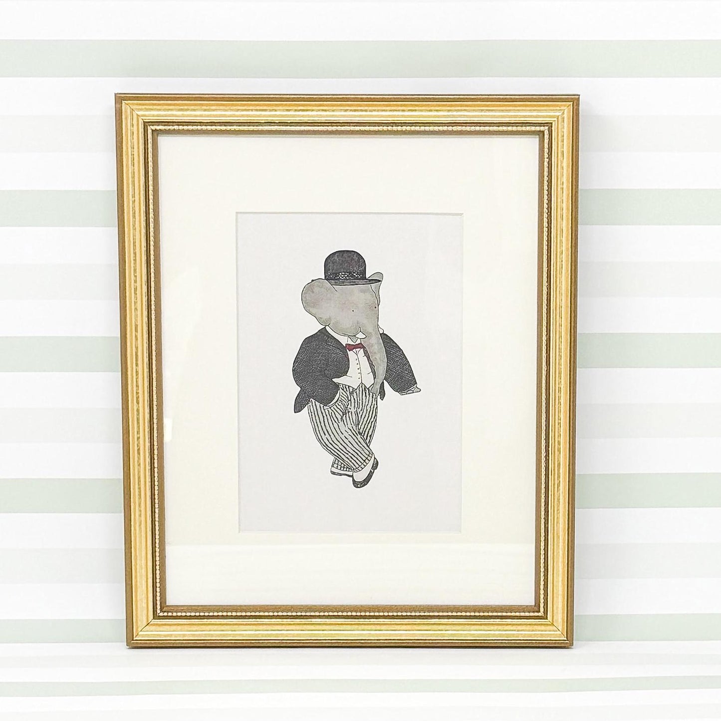 Framed Vintage Babar the Elephant Print, Top Hat, 8x10"