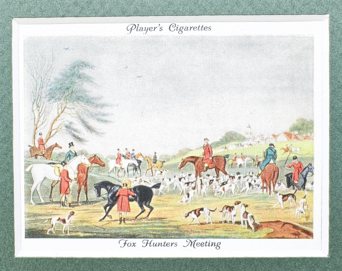 Framed Antique Fox Hunt Cigarette Cards c. 1938, Fox Hunting, Set of 4