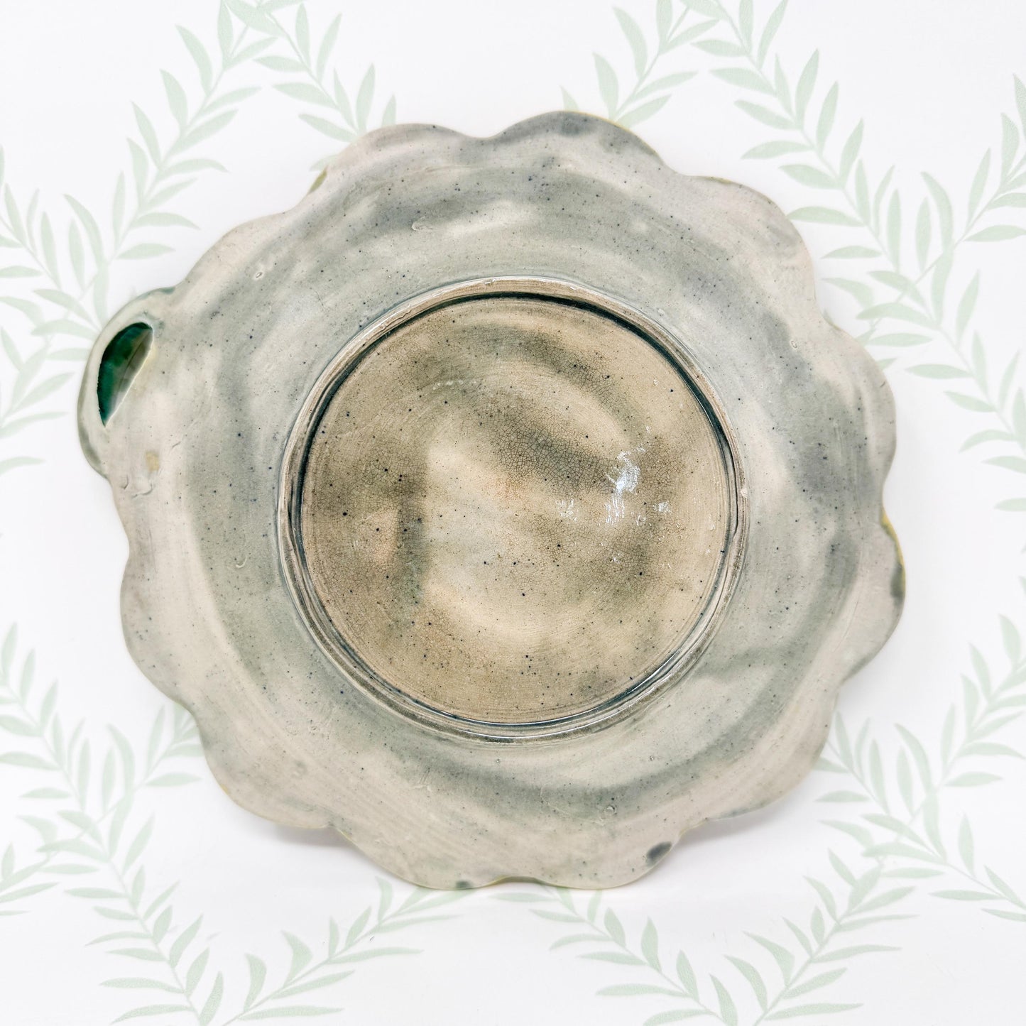 Antique French Majolica Cabbage Leaf Plate