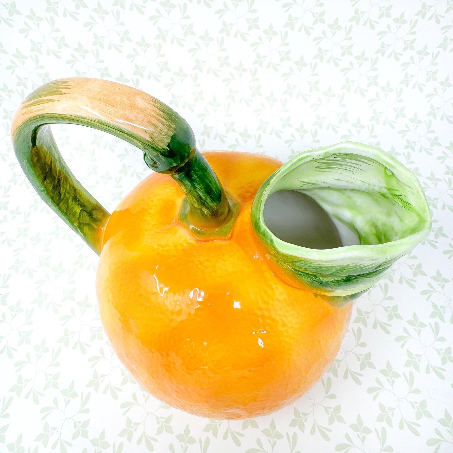 Vintage Orange Ceramic Pitcher, c. 1980's