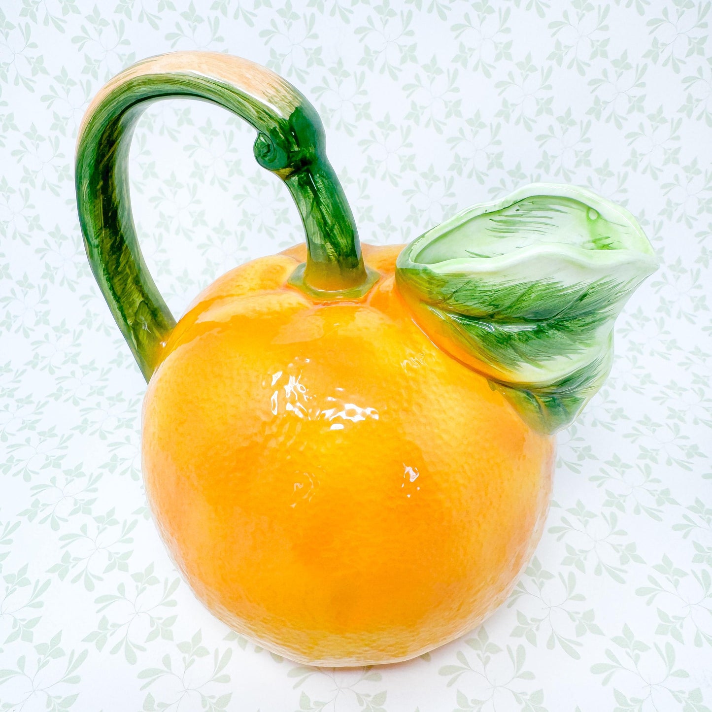 Vintage Orange Ceramic Pitcher, c. 1980's