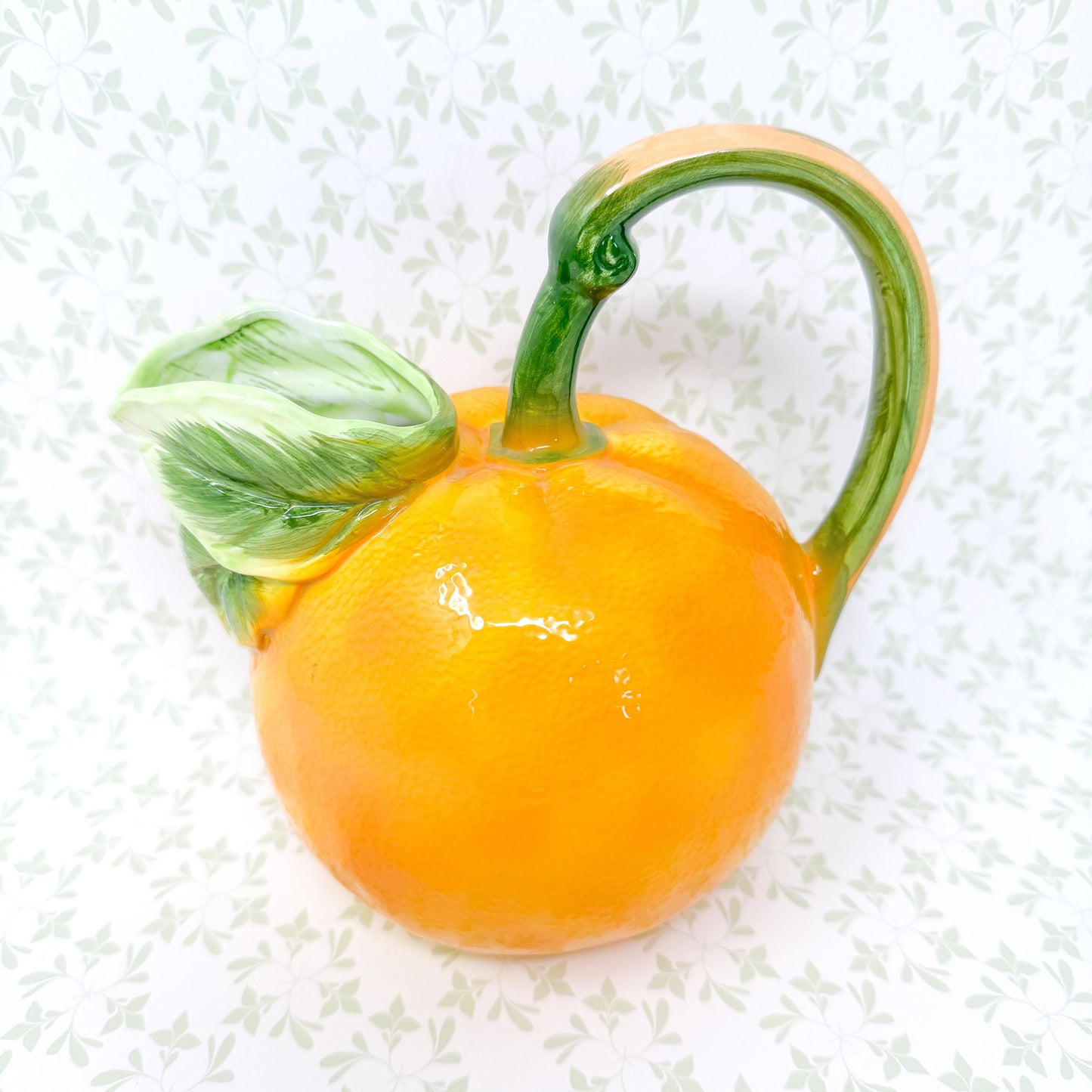Vintage Orange Ceramic Pitcher, c. 1980's