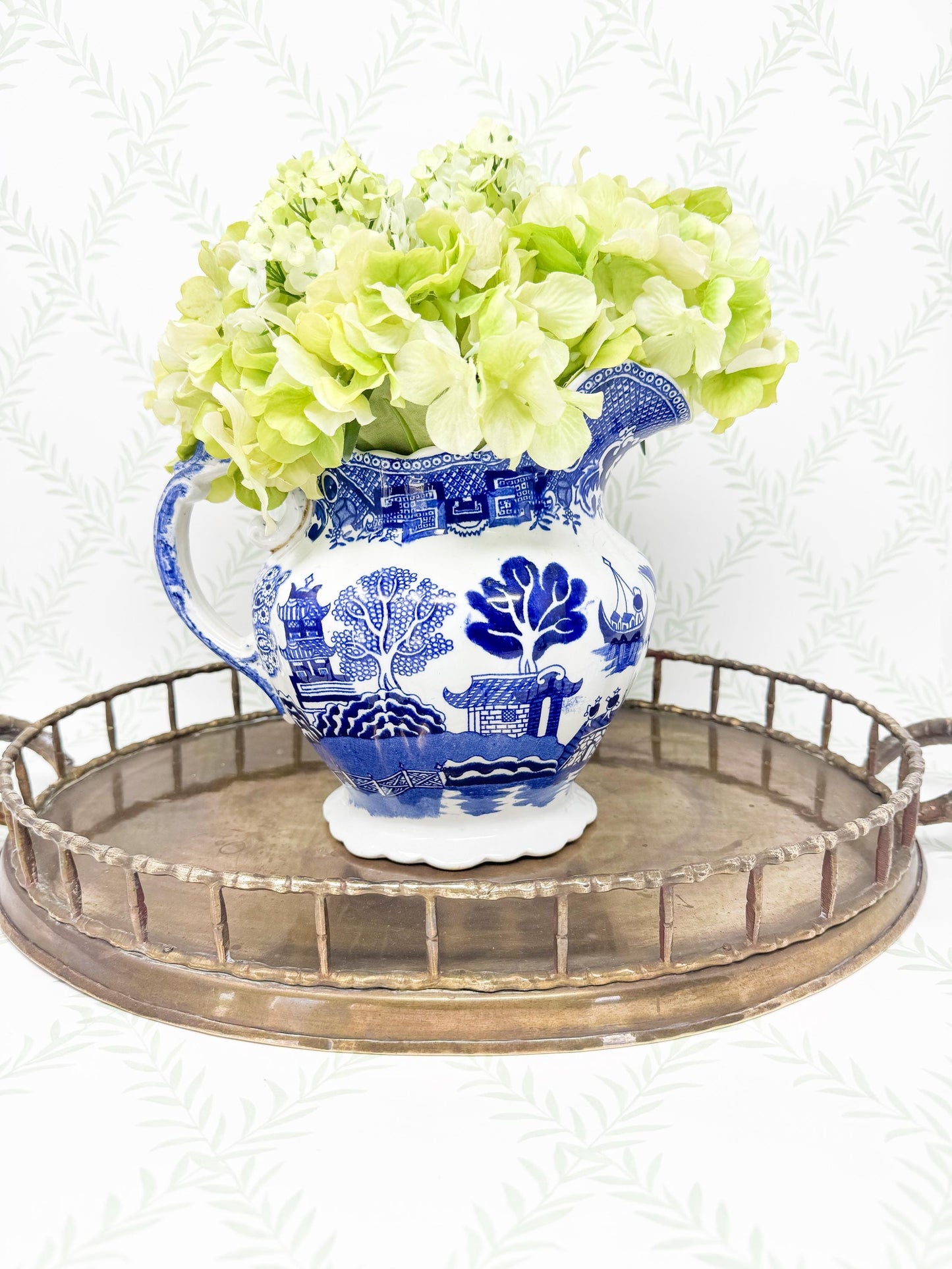 Vintage Brass Bamboo Tray, Oval, 19"