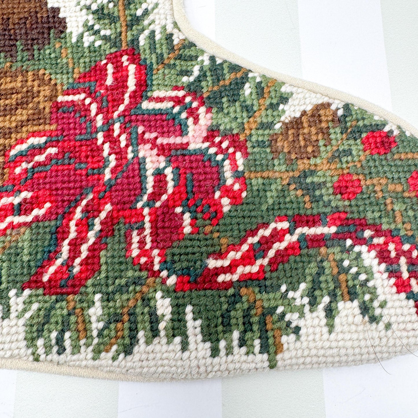 Vintage Needlepoint Dog Christmas Stocking, Chocolate Labrador Retriever