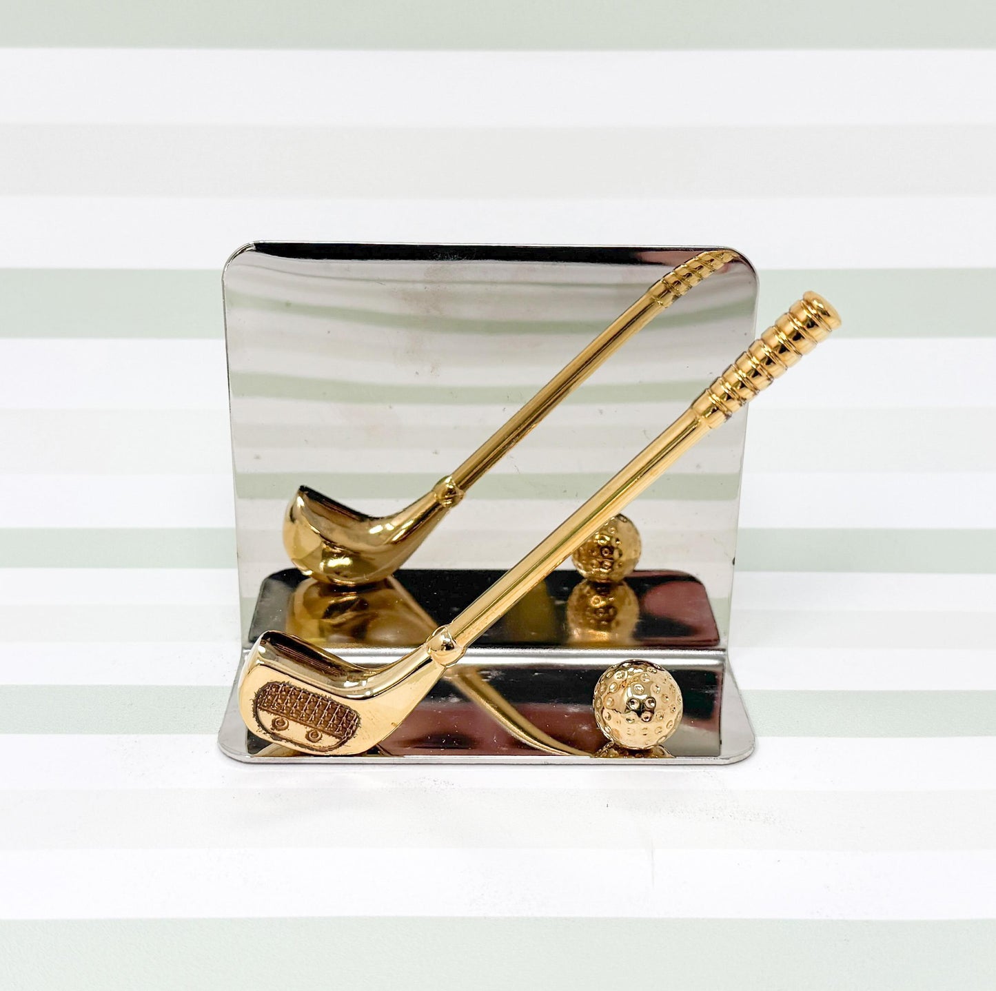 Vintage Golf Club Letter Holder, Gold and Silver