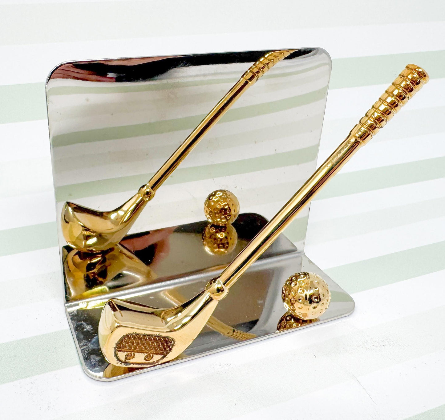 Vintage Golf Club Letter Holder, Gold and Silver