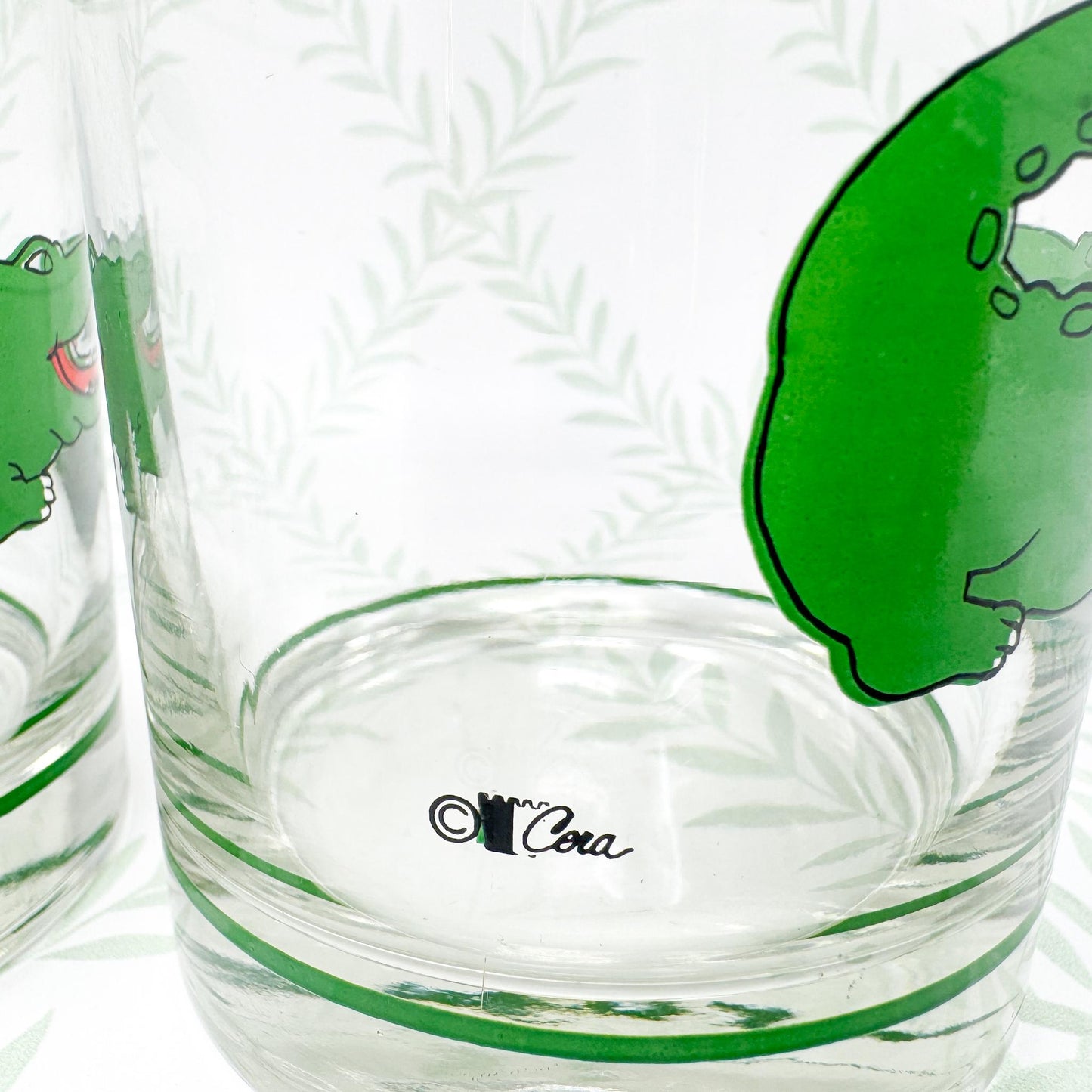 Vintage Cera Alligator Lowball Glasses, Set of 2