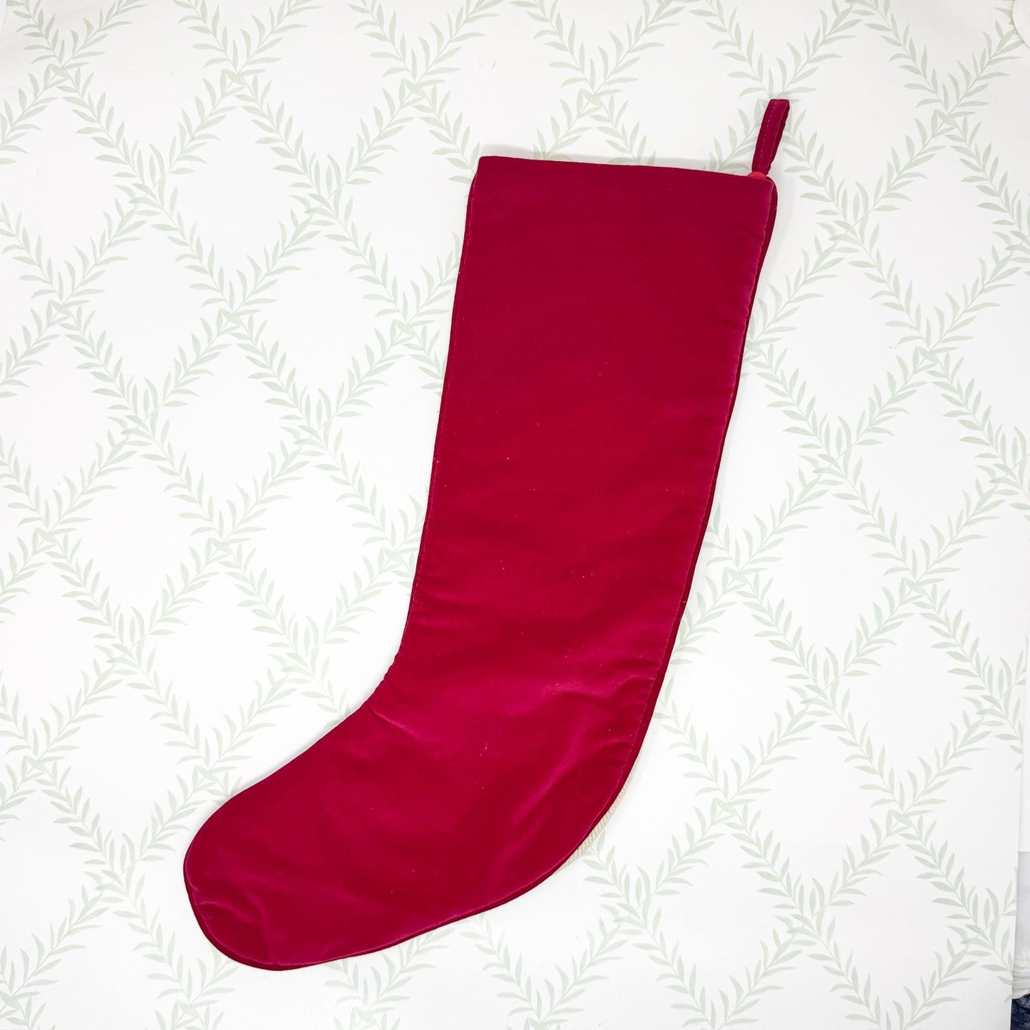 Vintage Needlepoint Christmas Stocking, French Horn