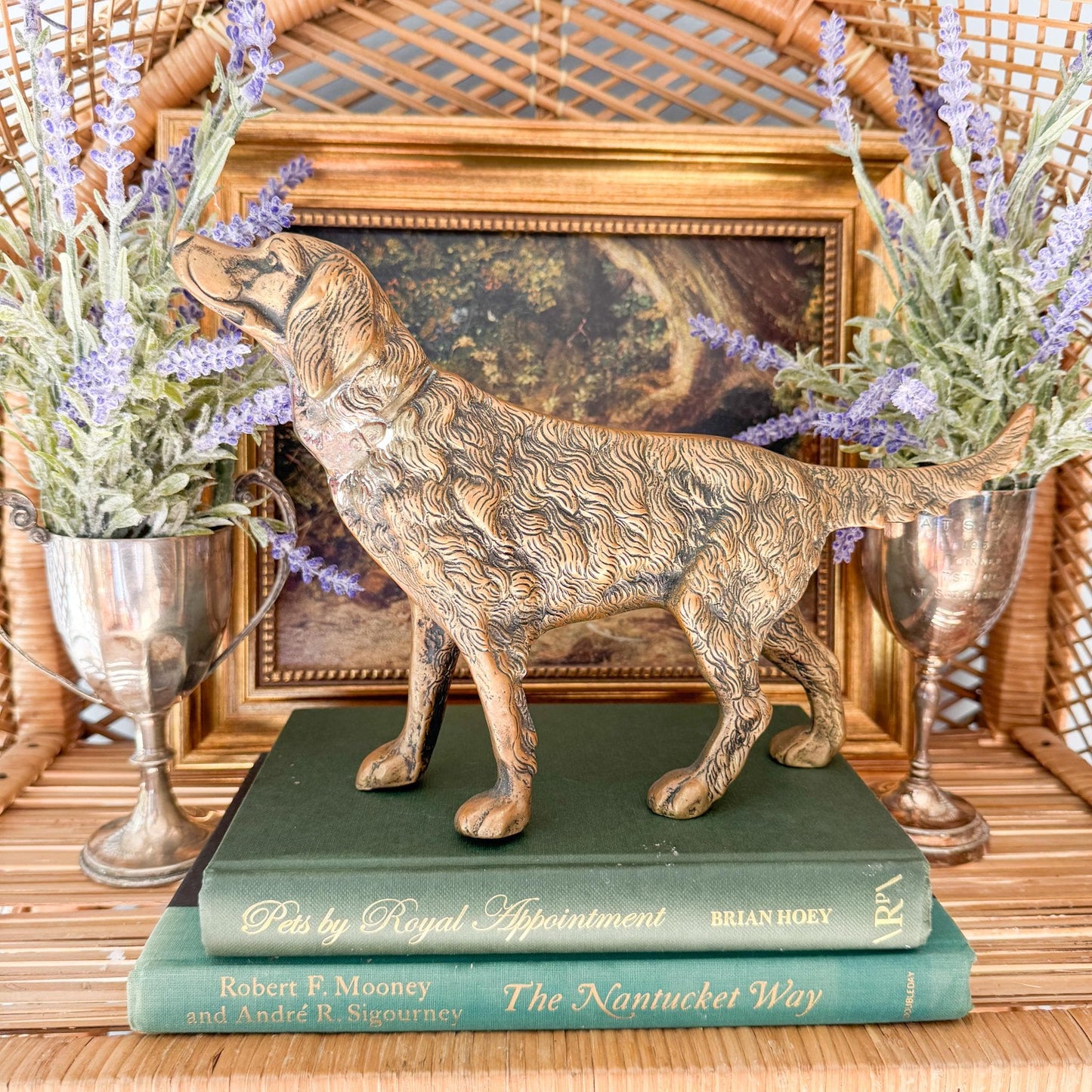Vintage Large Brass Spaniel Dog Figurine