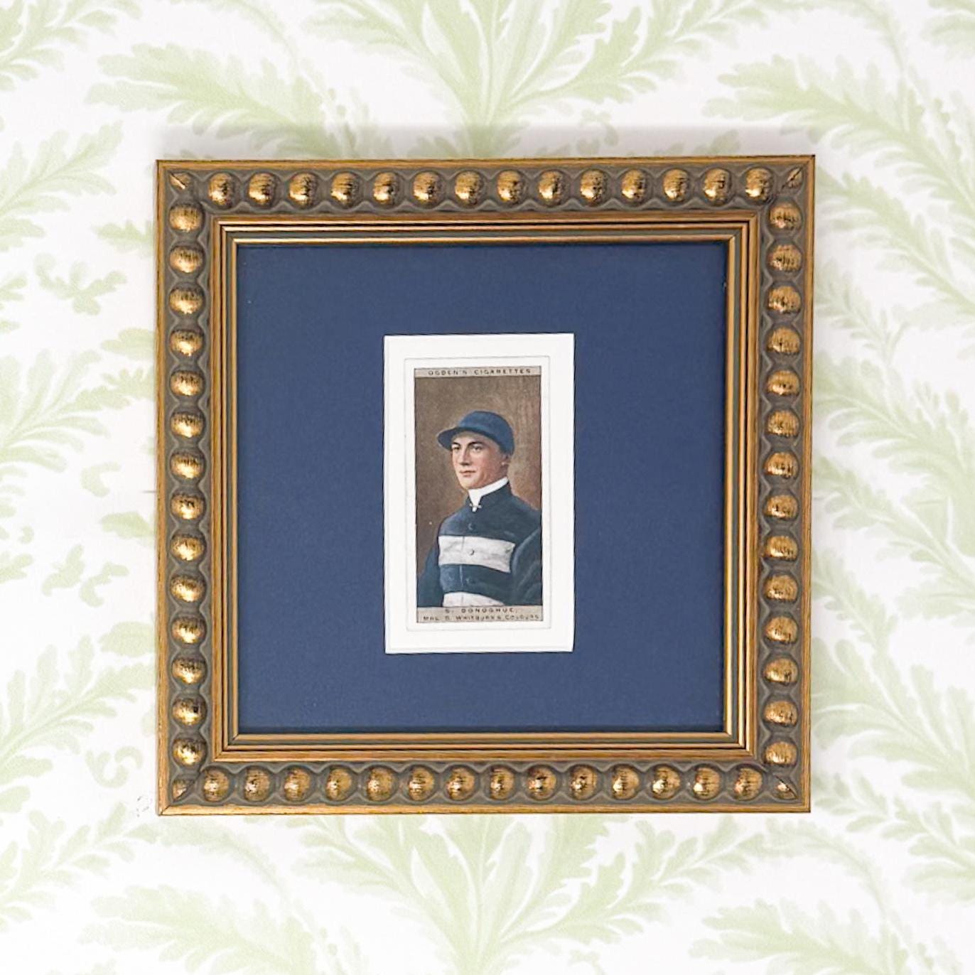 Framed Antique Jockey Horse Cigarette Card c. 1927, S. Donoghue