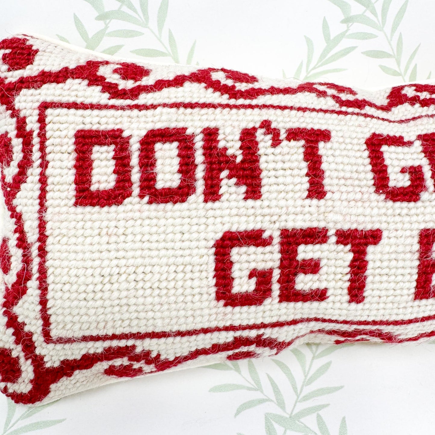 Vintage Needlepoint Pillow, Don't Get Mad Get Even