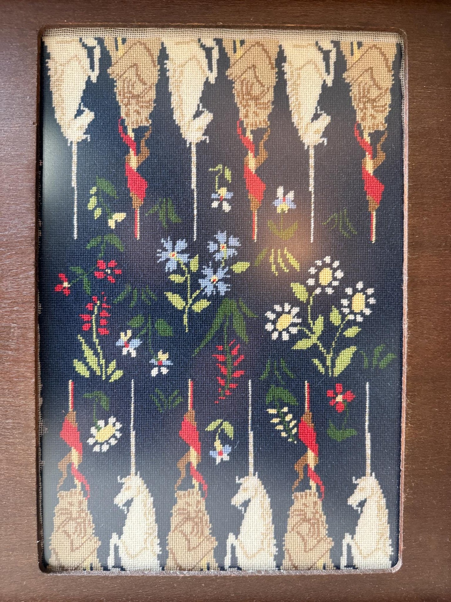 Vintage Handmade Needlepoint Backgammon Board